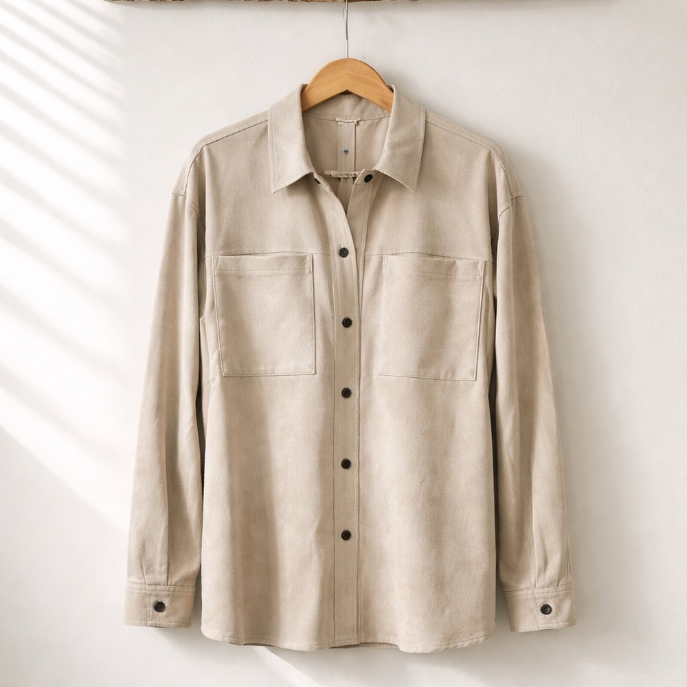 Mystree Beige Button-Down Shacket NWT - image 1